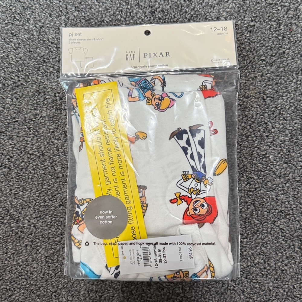 GAP Pixar Toy Story Kids Pajama Set - White and Multicolor